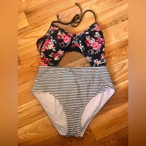 Abercrombie and Fitch Floral and Striped Swimsuit